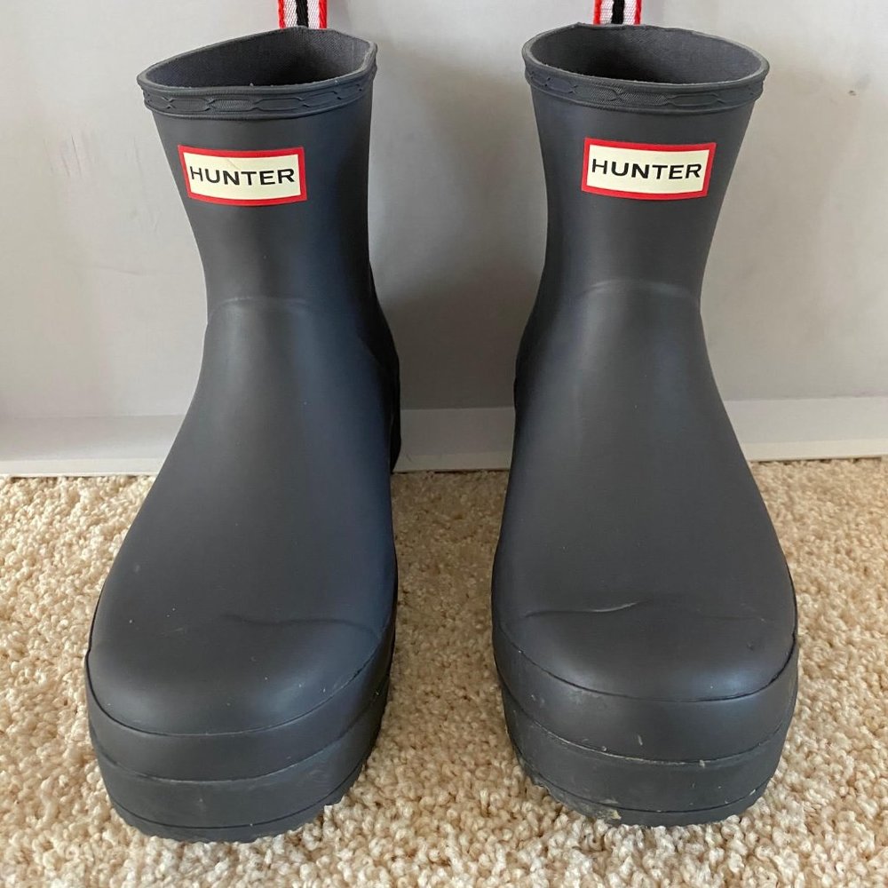 Hunter Gray Rain Booties Size 10